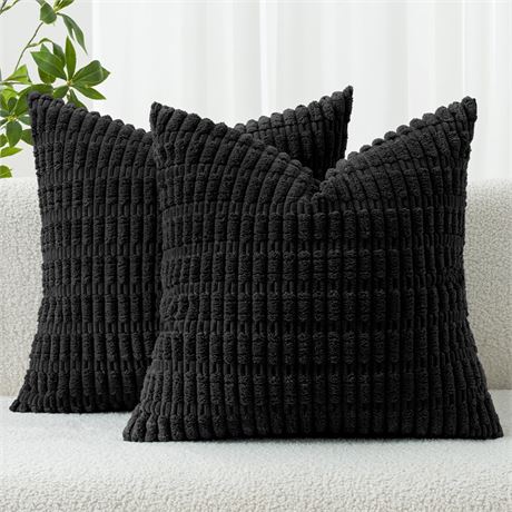 MIULEE 2-Pack Corduroy Throw Pillow Covers 18x18 (orange color)
