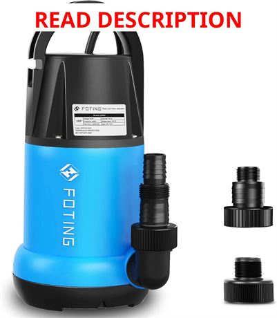 FOTING Pompe de puisard 1HP - Pompe submersible 4500 GPH pour piscine/jardin