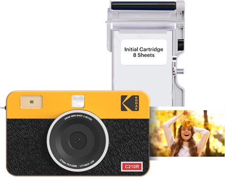 KODAK Mini Shot 2 Retro 4PASS Instant Camera & Photo Printer – Yellow