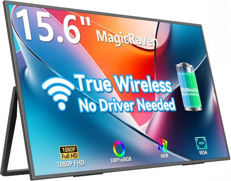 Moniteur portable sans fil 15,6" 1080P,  cran extenseur et mirroring