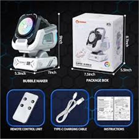 Machine à Bulles 2025 Télécommande Rotation RGB Rechargeable Fêtes Mariages