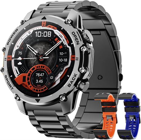 1.52" Military Smart Watch, Calls, 100+ Modes, Fitness Tracker, 3 Band Colors