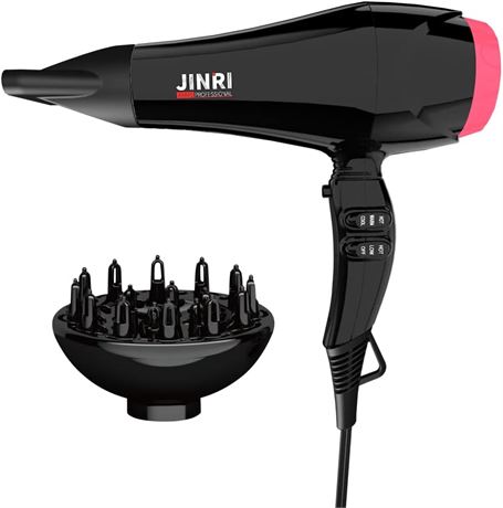 Jinri Ceramic Ionic Hair Dryer, 2 Speeds, 3 Heat Settings, ETL Certified