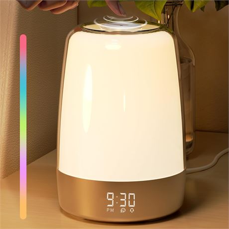 Réveil simulateur d’aube Vicsoon, lampe tactile, sons nature, 6 couleurs