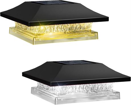 Viewsun 2-Pack Solar Post Cap Lights, 4 Lighting Modes, Fits 4x4 Posts