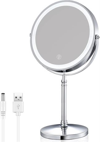 AMZNEVO 8" Lighted Mirror, 10X, 3 Color, Touch Brightness