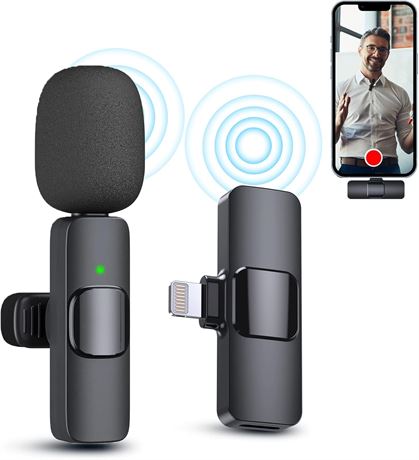 PQRQP Wireless Mini Lavalier Microphone for iPhone iPad Video Recording
