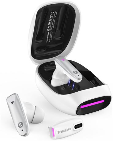 TRANSNOVO VR Earbuds, 30ms, USB-C Dongle, 2.4GHz/Bluetooth, Quest/PS/PC