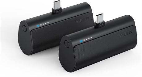 VEGER 5000mAh Power Bank, 2-Pack, 20W USB-C, for iPhone/Samsung/Android