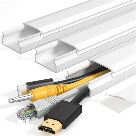 Yecaye TV Cord Hider, 42in Cable Cover for 4 Cords, Wire Raceway, White