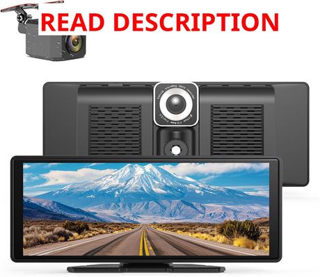 Dash Camera with Mobile Video Link, 10.26" Touchscreen, 4K Front/1080P Rear