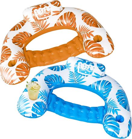 BOGI Pool Floaties for Adults - Thickened Inflatable Float Chair with Cup Holder