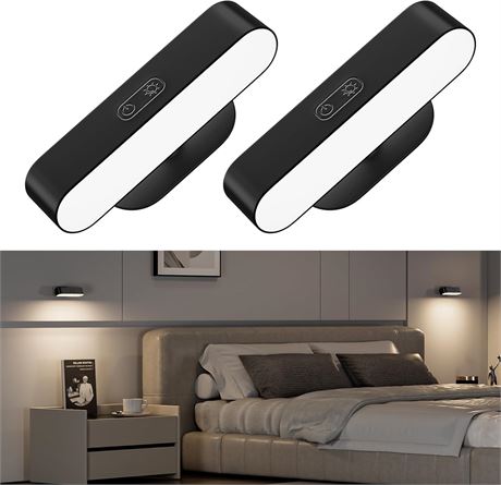 Hensam Wireless Battery-Operated Wall Sconces, LED Rechargeable, 2 Pack