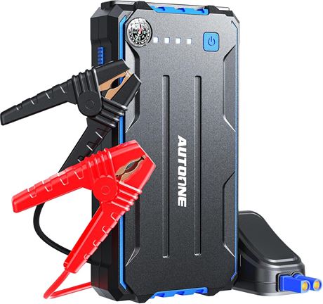 AUTOONE Car Jump Starter 2500A Peak, Portable 8.0L Gas 7.0L Diesel USB LED