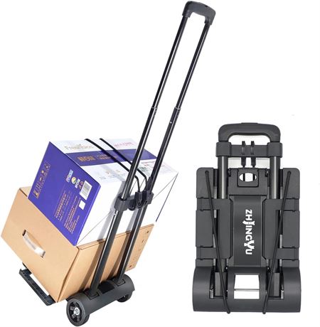 Foldable Hand Truck with Wheels, Portable Luggage Cart for Travel