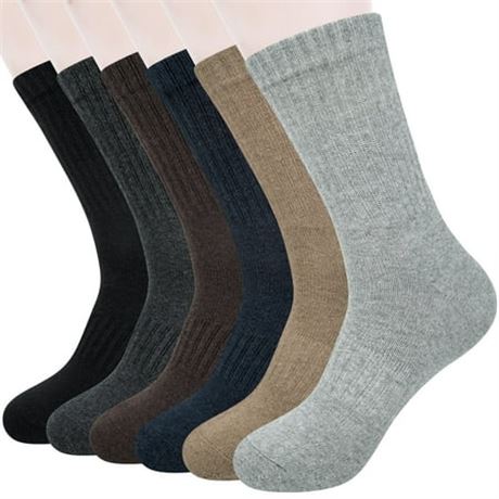 KOITHOT 6 Pairs Wool Socks for Men Thick Knit Vintage Boot Crew Socks