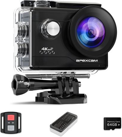 Caméra Sport Apexcam 4K 60FPS 64MP Étanche 40m