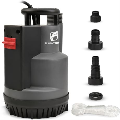 FLUENTPOWER 3/4HP Submersible Sump Pump 3300GPH Float Switch, 16.4 ft Cord