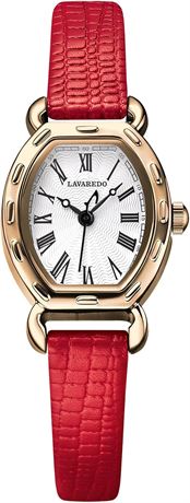 Timelexss Womens Watch Lychee Leather Band Retro Quartz Analog Wristwatch