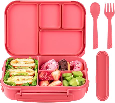 Boîte Bento Étanche 4 Compartiments 1200ml Rose