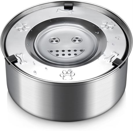 3L Dog Water Bowl No-Spill Stainless Steel Slow Feeder for Large Dogs