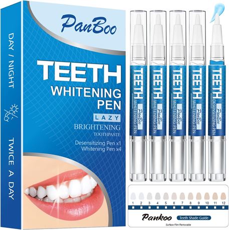 Teeth Whitening Pen, 5-Pack, Mint, No Sensitivity