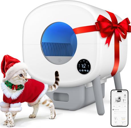 Cumrige Self-Cleaning Litter Box, 95L, Automatic, App Control, White/Gray