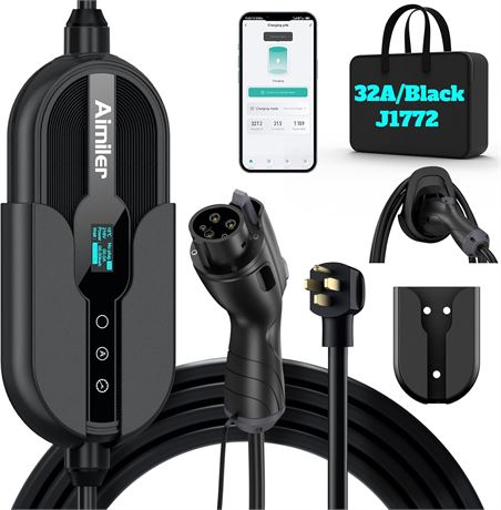 Level 2 EV Charger, 32A, 25ft Cable, ETL, 220-240V, NEMA 14-50P J1772 EVSE