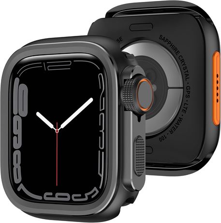 Amizee 2-in-1 Metal Case for Apple Watch 44mm Series 6/5/4/SE, Black