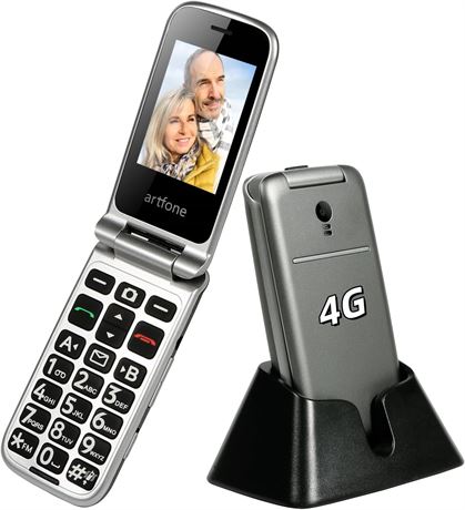 4G Foldable Senior Flip Phone with SOS Button, SIM-Free, Unlocked, Camera, FM