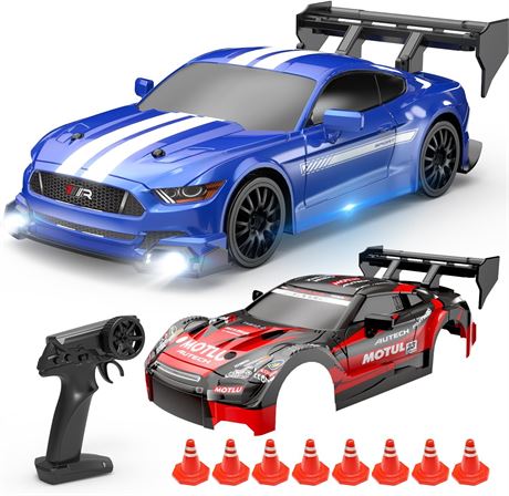 Voiture RC drift 4WD, LED, 2 batteries, carross. interchangeable, enfant