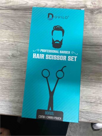 Hair Scissors Cutting Kit: Straight & Thinning, Comb, Pouch, Stainless Steel