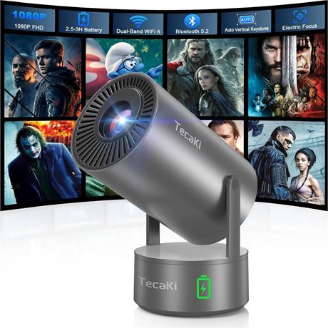 Tecaki Projecteur d'ext rieur portable, 1080p, mise au point  lectrique
