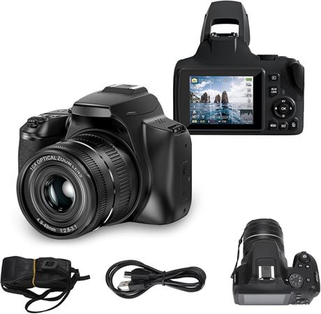 64MP 4K Vlogging Camera Flip Screen 40X Zoom AF