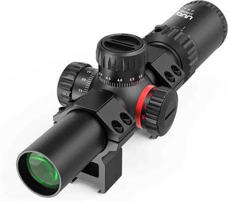 UUQ 1.2-6X24 Rifle Scope with MOA Reticle, Green Coated LPVO, Turret Lock