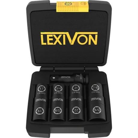 LEXIVON LX-110 8-in-4 Flip Socket Set, 1/2” Drive, Cr-Mo Impact Grade Steel