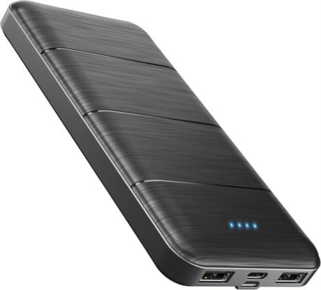 15000mAh Portable Dual USB Fast-Charge Power Bank Black