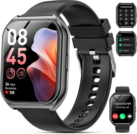 Smart Watch Men Women Bluetooth Call 1.85" Fitness Tracker iOS Android
