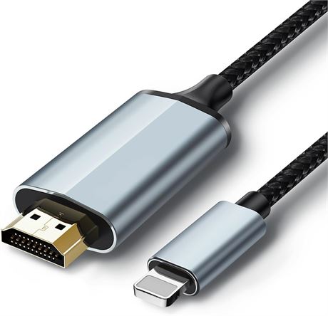 lulaven Lightning to HDMI Adapter 1080P HD for iPhone to TV 6.6FT/2m