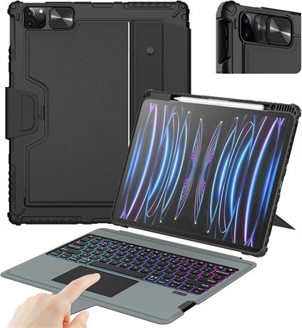Nillkin 13"/12.9" iPad Keyboard Case, Detachable, 7 Colors, Black