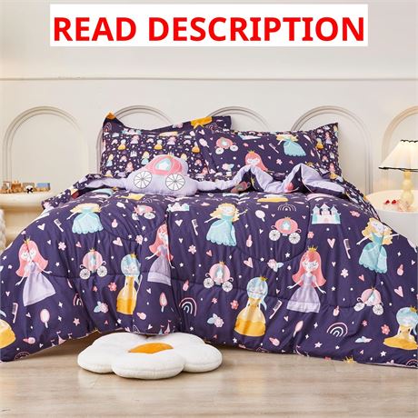 Mooreeke 8-Piece Princess Castle Comforter Set for Girls Kids, Soft Microfiber
