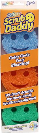 Scrub Daddy Sponge Set - 3 Count, Multicolor, Odor Resistant, Soft in Warm Water