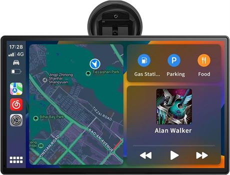 9" Wireless CarPlay Screen with 1080p Backup Cam, GPS, BT/FM/AUX/TF