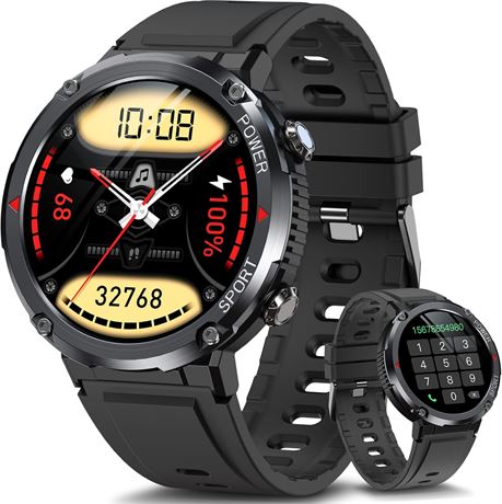 HOFIT Military Smart Watch for Men 1.6 in HD Touch, Pedometer, HR & Sleep
