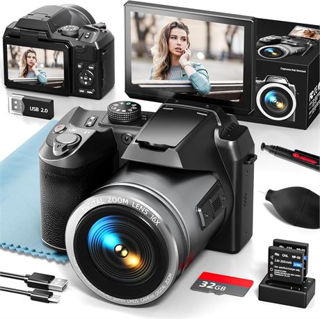 MO-S205-BP-BK-US-2410 Digital Camera for Photography with 2 battries