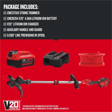 CRAFTSMAN WEEDWACKER V20 20V Max 13-in Cordless String Trimmer with Edger