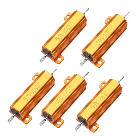 Résistances 50W 10Ω uxcell Lot 5 Boîtier Or Aluminium