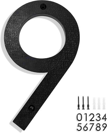 8-Inch Floating House Numbers - Textured ABS with Screw Kits (Black)