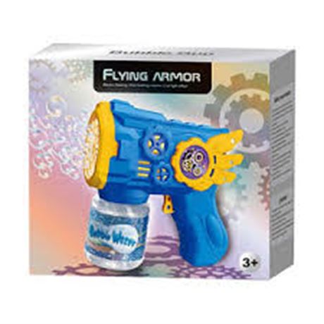 Flying Armor Bubble Gun Toy with Light and Foam Action ...