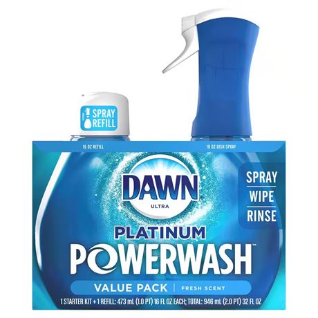 Dawn Platinum Powerwash Spray Vaisselle 16oz + Recharge